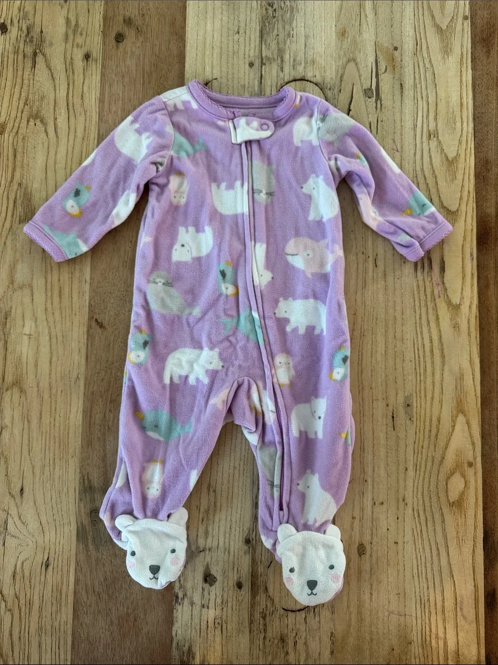 Carter's Lavender Fleece Animal Footed One-Piece